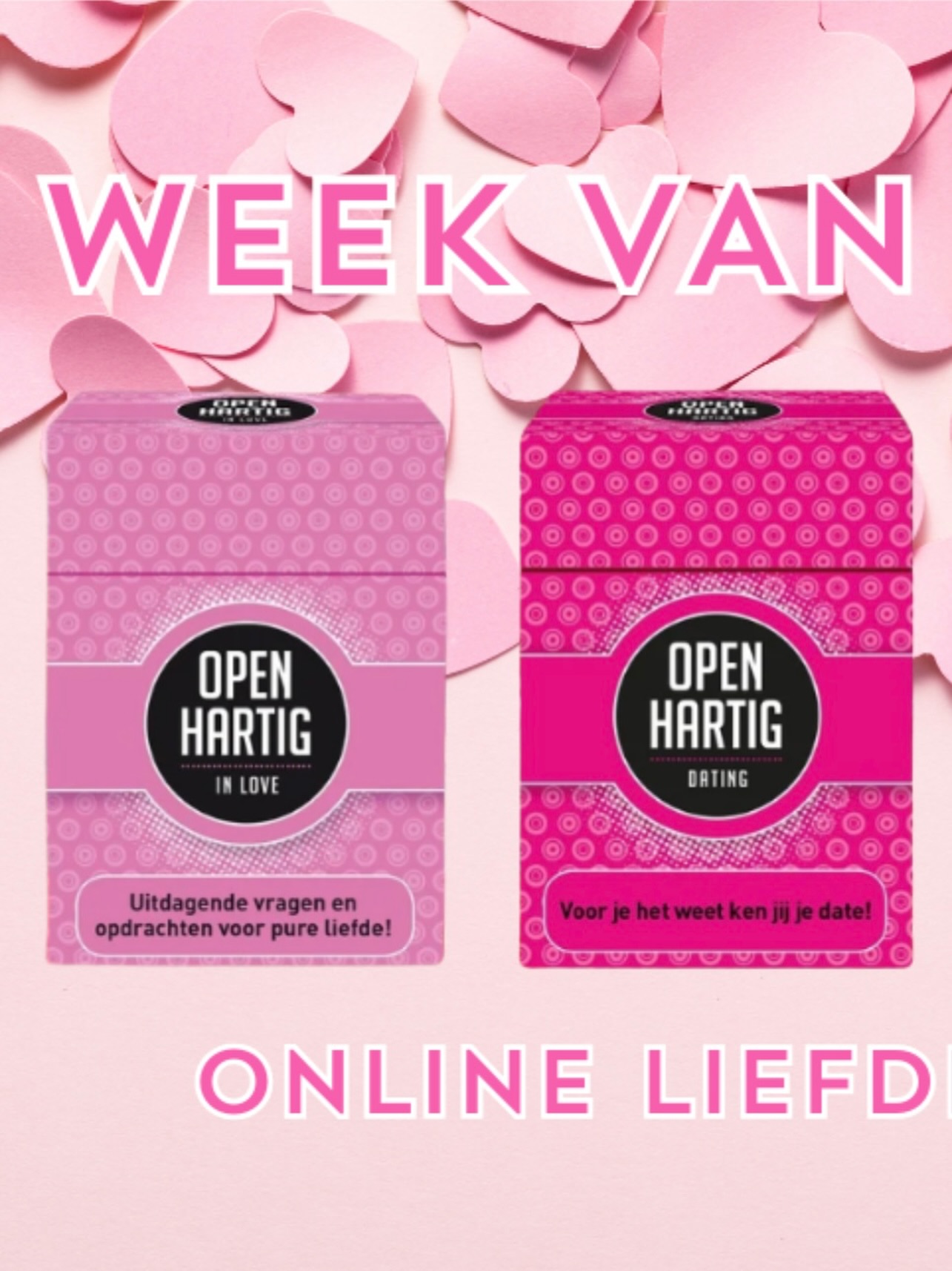 🩷 𝐃𝐄 𝐖𝐄𝐄𝐊 𝐕𝐀𝐍 𝐃𝐄 𝐋𝐈𝐄𝐅𝐃𝐄 🩷
Liefde, relaties en seksualiteit … ze spelen elke dag een rol in het leven van jongeren. Zeker in een tijd van online liefde en invloeden van social media is het soms lastig om het echte gesprek te starten.

Met 𝗢𝗽𝗲𝗻𝗵𝗮𝗿𝘁𝗶𝗴 𝗜𝗻 𝗟𝗼𝘃𝗲, 𝗗𝗮𝘁𝗶𝗻𝗴, 𝗣𝗿𝗶𝘃𝗮𝘁𝗲 𝗧𝗶𝗺𝗲 & 𝗔𝗯𝗼𝘂𝘁 𝗦𝗲𝘅 wordt dat gesprek laagdrempelig, veilig en open. Niet jij stelt de vraag, niet zij of hij 👉 Het kaartje doet het.

Onze spellen nodigen uit tot echte gesprekken over liefde, grenzen, verlangen en verbinding. Zonder oordeel, met aandacht voor elkaar. Perfect voor thuis, op school, in de klas of in begeleide settings.

✨ 𝗢𝗽𝗲𝗻𝗵𝗮𝗿𝘁𝗶𝗴 𝗺𝗮𝗮𝗸𝘁 𝗯𝗲𝘀𝗽𝗿𝗲𝗲𝗸𝗯𝗮𝗮𝗿 𝘄𝗮𝘁 𝗲𝗿𝘁𝗼𝗲 𝗱𝗼𝗲𝘁.