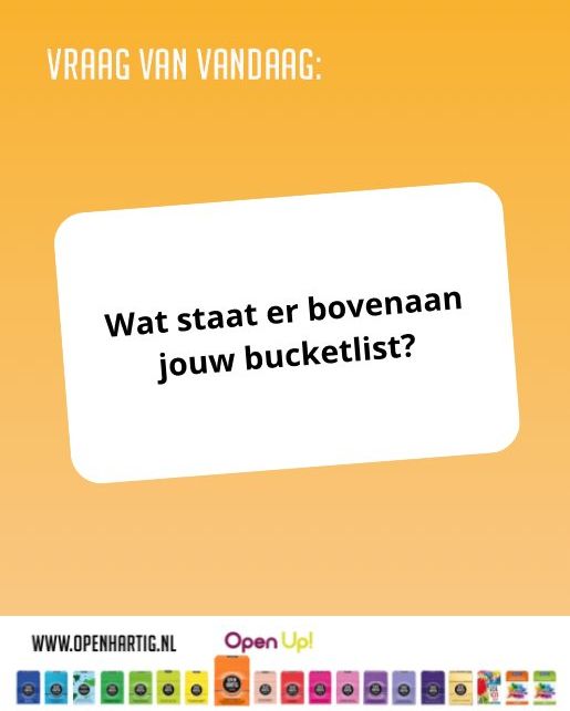 𝗩𝗿𝗮𝗮𝗴 𝘃𝗮𝗻 𝘃𝗮𝗻𝗱𝗮𝗮𝗴 💛 Wat staat er bovenaan jouw bucketlist? ✨
Een droomreis, een sprong in het diepe of misschien iets kleins met grote betekenis?

Met het spel 𝗢𝗽𝗲𝗻𝗵𝗮𝗿𝘁𝗶𝗴 𝗩𝗿𝗶𝗲𝗻𝗱𝗶𝗻𝗻𝗲𝗻 leer je elkaar (nog) beter kennen. Vol verrassende, grappige én diepgaande vragen. Perfect voor een avond vol echte gesprekken, mooie herinneringen en veel gelach.

#openhartig #openup #vriendinnen #friends #bucketlist