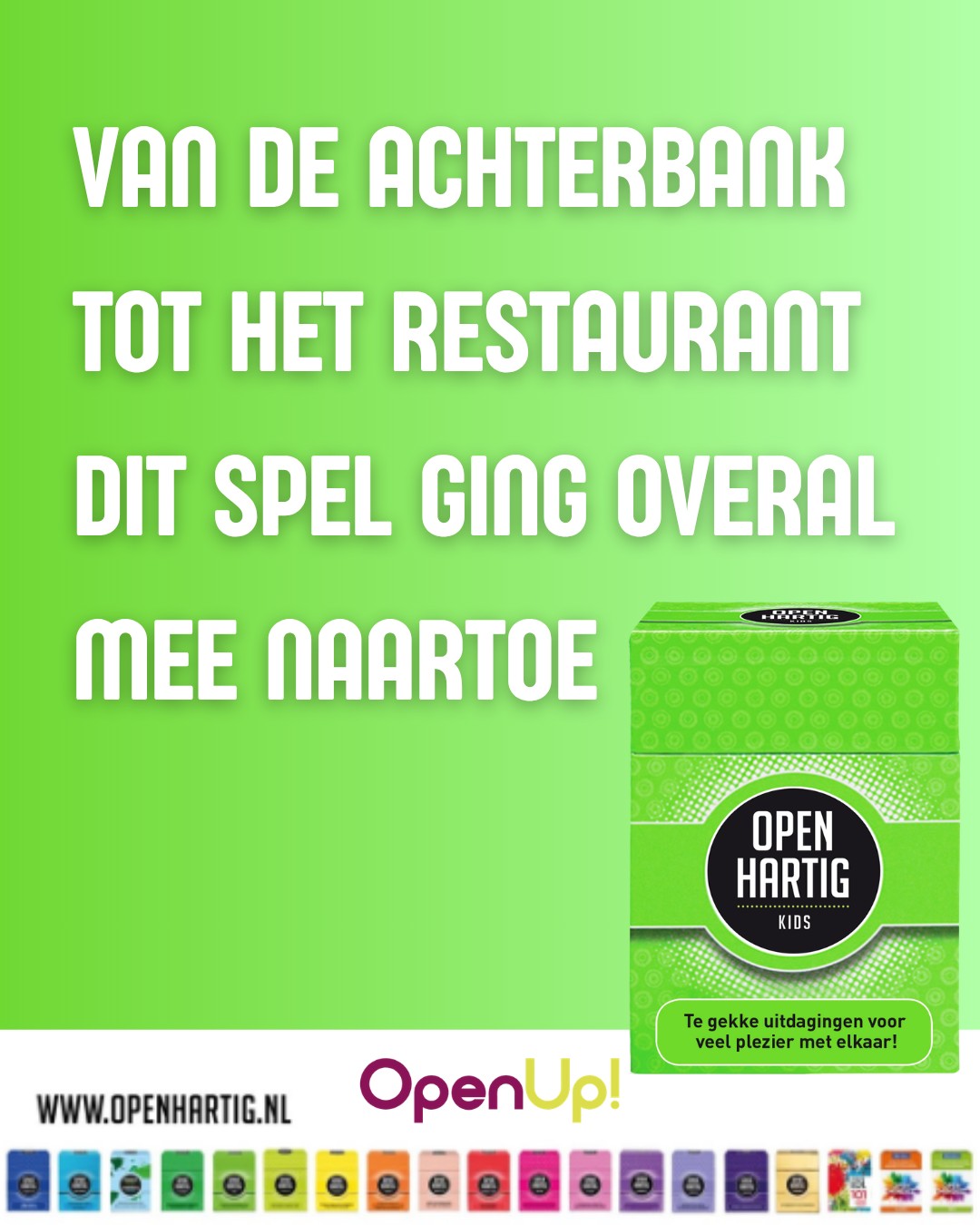 Een gezin vertelde ons hoe 𝗢𝗽𝗲𝗻𝗵𝗮𝗿𝘁𝗶𝗴 𝗞𝗶𝗱𝘀 hun vaste reisgenoot werd tijdens de vakantie. 🚗☀️

Tijdens de lange autorit naar hun bestemming werd er gelachen, gepraat en elkaar verrast met antwoorden die niemand zag aankomen. Ook op vakantie zelf kwam het spel regelmatig op tafel: op restaurant, aan het zwembad of gewoon tijdens een gezellig moment samen.

Wat zij zo fijn vonden? Dat iedereen meteen kan meedoen. Geen ingewikkelde regels, geen schermen, gewoon samen plezier maken en elkaar beter leren kennen.
Een klein doosje dat zorgt voor grote momenten van verbinding. 🥰

💚 Ontdek 𝗢𝗽𝗲𝗻𝗵𝗮𝗿𝘁𝗶𝗴 𝗞𝗶𝗱𝘀 ➡ op onze website (via de link in bio)
🛍 Bestel 𝗢𝗽𝗲𝗻𝗵𝗮𝗿𝘁𝗶𝗴 𝗞𝗶𝗱𝘀 op Bol.com

#openhartig #openup #reisspel #kids #vraagkaartenspel