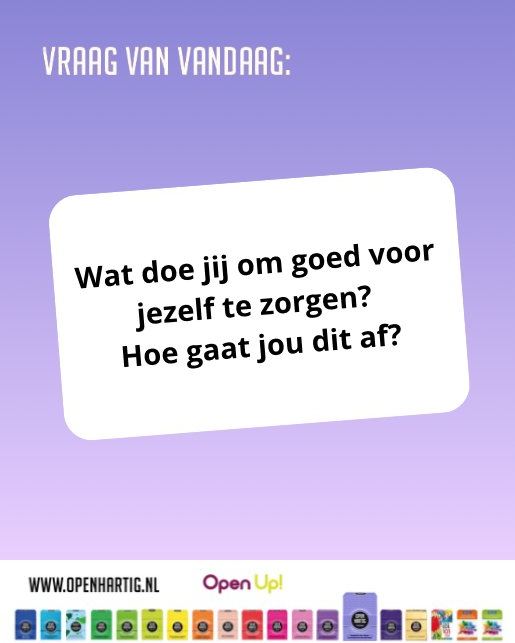 ❔𝗩𝗥𝗔𝗔𝗚 𝗩𝗔𝗡 𝗩𝗔𝗡𝗗𝗔𝗔𝗚 💬 Wat doe jij om goed voor jezelf te zorgen? Hoe gaat dit jou af?

Zelfzorg lijkt vanzelfsprekend, maar in de drukte van elke dag vergeten we het vaak. 🌿 Sta vandaag eens stil bij wat jou helpt om goed voor jezelf te zorgen. Kleine dingen kunnen een groot verschil maken. 🫶

💜 Ontdek 𝗢𝗽𝗲𝗻𝗵𝗮𝗿𝘁𝗶𝗴 𝗔𝗳𝘀𝗰𝗵𝗲𝗶𝗱 ➡ op onze website (via de link in bio)

#openhartig #openup #afscheid #vraagkaartjes #vraagkaartenspel