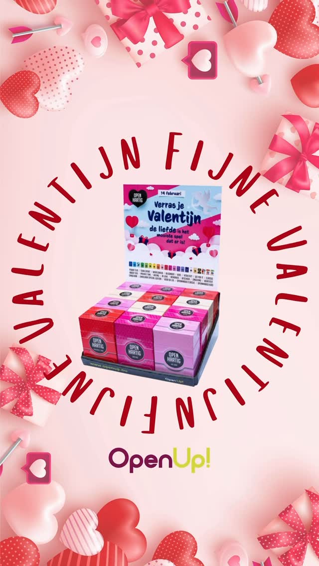 💕 Valentijn draait om aandacht, verbinding en echte momenten samen. 💕
Of je nu net aan het daten bent of al jaren samen: met de spellen van Openhartig maak je van elk samenzijn iets bijzonders. De juiste vragen, de juiste sfeer en ruimte voor echte gesprekken. Het was nog nooit zo eenvoudig.

Deze maand zetten we extra in op liefdevolle, spannende en intieme spellen zoals 𝗢𝗽𝗲𝗻𝗵𝗮𝗿𝘁𝗶𝗴 𝗜𝗻 𝗟𝗼𝘃𝗲, 𝗗𝗮𝘁𝗶𝗻𝗴, 𝗣𝗿𝗶𝘃𝗮𝘁𝗲 𝗧𝗶𝗺𝗲 𝗲𝗻 𝗔𝗯𝗼𝘂𝘁 𝗦𝗲𝘅. Doosjes vol vragen en uitdagingen die zorgen voor verdieping, plezier en openhartige momenten. Perfect om cadeau te geven of samen te beleven met Valentijn. 🩷

🎁 Voor winkels: speciaal voor Valentijn is er een stijlvolle display beschikbaar met de 4 liefdesspellen samen gepresenteerd, een echte eyecatcher in de winkel!

❤️ Voor iedereen: een prachtig cadeau om liefde te vieren.

Ontdek al onze spellen ➡ https://openup.nu/spellen/
#openhartig #openup #valentijn #valentinesdaygift #valentinesday