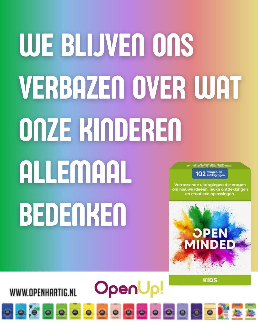 Een ouder vertelde ons hoe 𝗢𝗽𝗲𝗻𝗺𝗶𝗻𝗱𝗲𝗱 𝗞𝗶𝗱𝘀 bij hen thuis al snel een favoriet werd. 😍 Wat begon als een spelletje, groeide uit tot een moment waar het hele gezin naar uitkijkt. Samen bedenken ze de gekste ideeën, zoeken ze creatieve oplossingen en ontdekken ze hoe verschillend iedereen naar de wereld kijkt. Er is geen goed of fout, alleen ruimte om te fantaseren, te lachen en elkaar te verrassen. 🤩

Ze nemen 𝗢𝗽𝗲𝗻𝗺𝗶𝗻𝗱𝗲𝗱 𝗞𝗶𝗱𝘀 er nu vaak bij thuis maar ook op reis gaat het gewoon mee. “Het brengt zoveel plezier en creativiteit samen, we blijven ons verbazen over wat onze kinderen allemaal bedenken.” vertelden ze ons. ✨

💚 𝗢𝗽𝗲𝗻𝗺𝗶𝗻𝗱𝗲𝗱 𝗞𝗶𝗱𝘀 ➡ op onze website (via de link in bio)

#openup #openhartig #openminded #kids #vraagkaartenspel