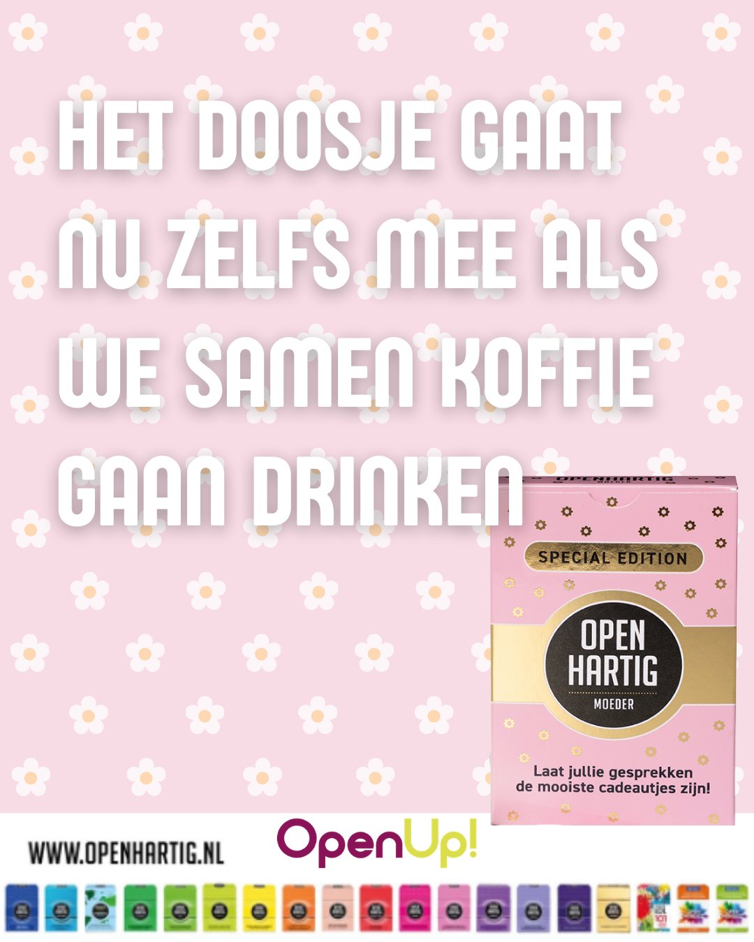 Sommige Moederdagcadeautjes zijn na een tijdje vergeten. Andere blijven voor mooie momenten zorgen 🥰

Een dochter vertelde ons dat ze 𝗢𝗽𝗲𝗻𝗵𝗮𝗿𝘁𝗶𝗴 𝗠𝗼𝗲𝗱𝗲𝗿 in mei cadeau gaf aan haar mama. Inmiddels hebben ze het spel al verschillende keren samen gespeeld. Niet alleen thuis: het doosje gaat soms gewoon mee wanneer ze samen een koffietje gaan drinken. ☕️

Een paar kaartjes zijn genoeg om ineens bij heel andere onderwerpen uit te komen dan tijdens het gewone bijpraten. Ze haalden herinneringen op, ontdekten nieuwe dingen over elkaar en voerden diepere gesprekken, zonder dat het zwaar werd.

Voor hen is het inmiddels een fijne manier geworden om bewust quality time samen door te brengen. Even tijd voor elkaar, écht luisteren, lachen en nieuwsgierig blijven naar elkaars verhalen.

En misschien is dat wel het mooiste aan 𝗢𝗽𝗲𝗻𝗵𝗮𝗿𝘁𝗶𝗴 𝗠𝗼𝗲𝗱𝗲𝗿: je geeft het 1 keer cadeau maar de gesprekken die eruit ontstaan krijg je telkens opnieuw! 🎁💬

🌸 Ontdek 𝗢𝗽𝗲𝗻𝗵𝗮𝗿𝘁𝗶𝗴 𝗠𝗼𝗲𝗱𝗲𝗿 ➡ op onze website (via de link in bio)

#openhartig #openup #moeder #moederdag #moederdochter